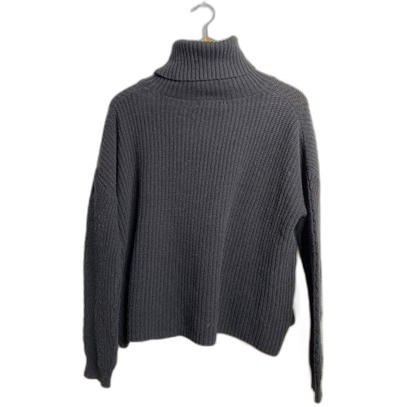 Philomena Petti Women sz Large Black ribbed knit Turtleneck Sweater Chunky - Picture 9 of 12